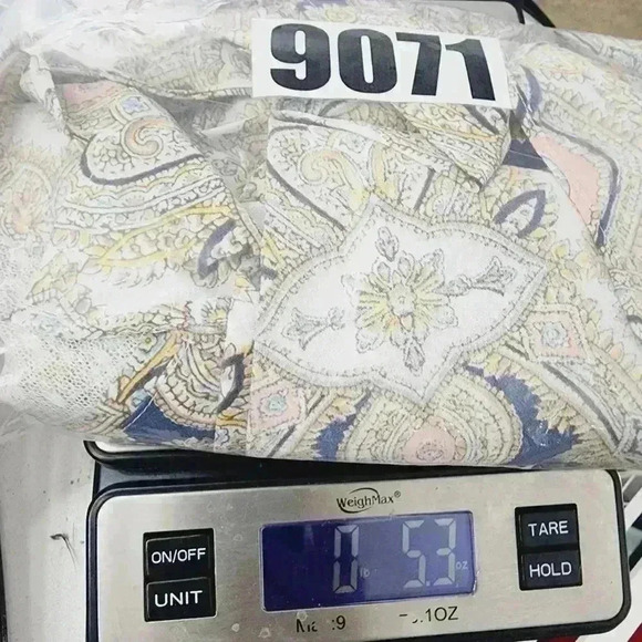 BCBGeneration Flare Sleeve Open Front Crop Chiffon Blouse M Paisley - Picture 8 of 8